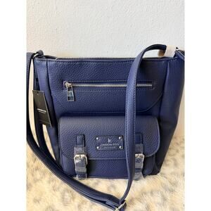 London Fog Stacey Navy Multi Compartment Crossbody Bag NWT